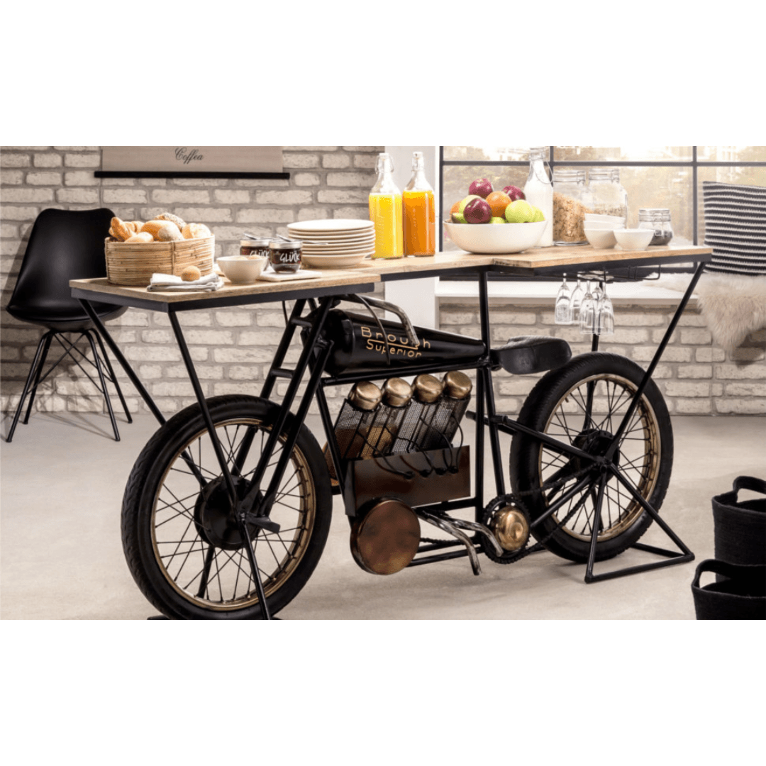 Handcrafted Bike Bar Counter - Happyware Home Pvt Ltd