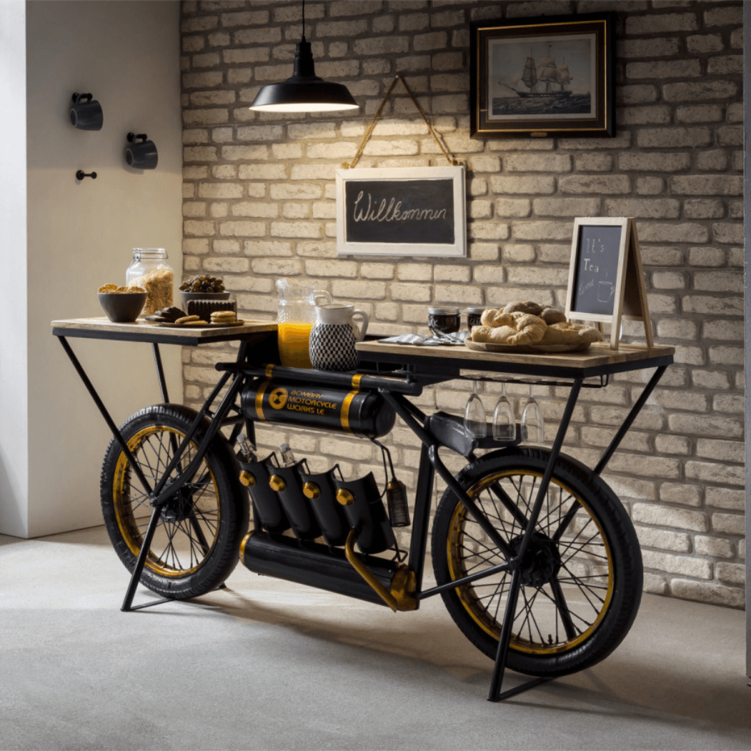 Handcrafted Bombay Bike Bar Counter - Happyware Home Pvt Ltd