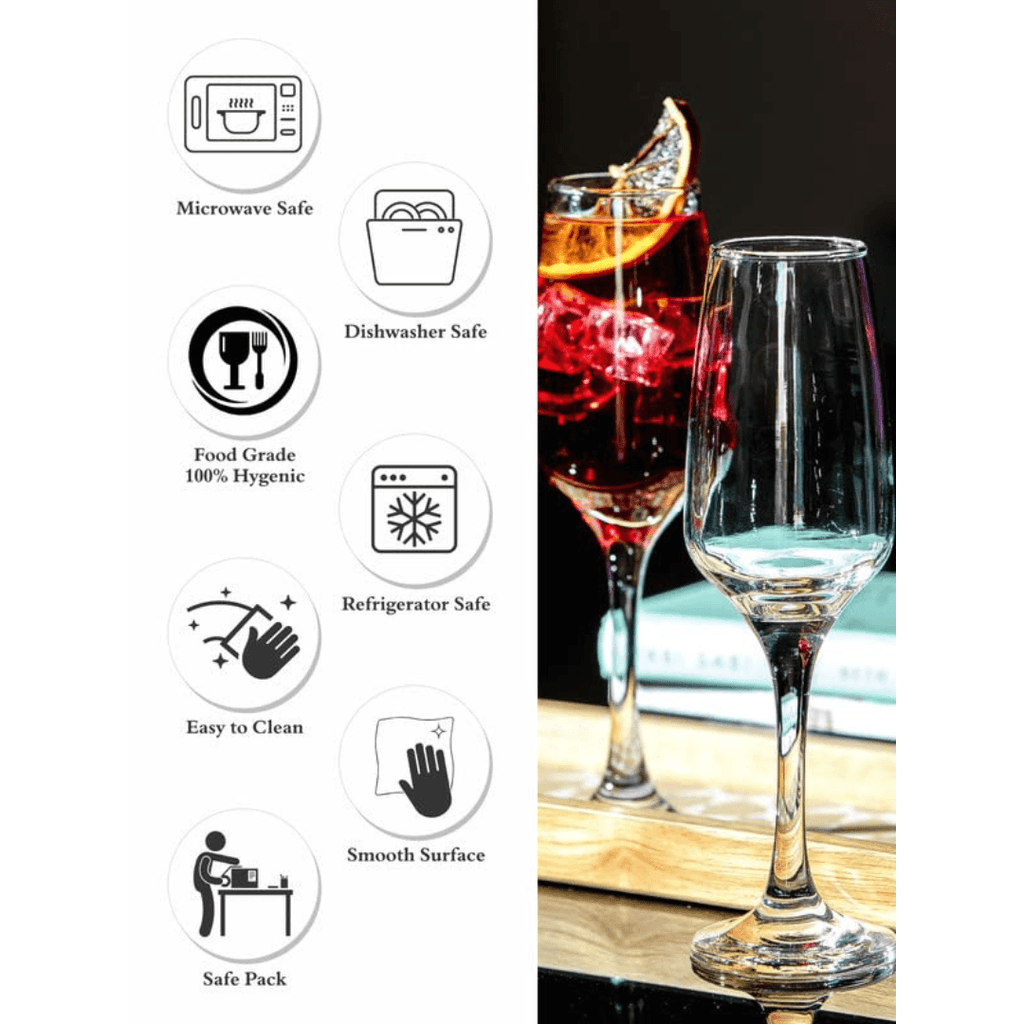 Meridian Champagne Flute - 230ml (6 pcs) - Happyware Home Pvt Ltd