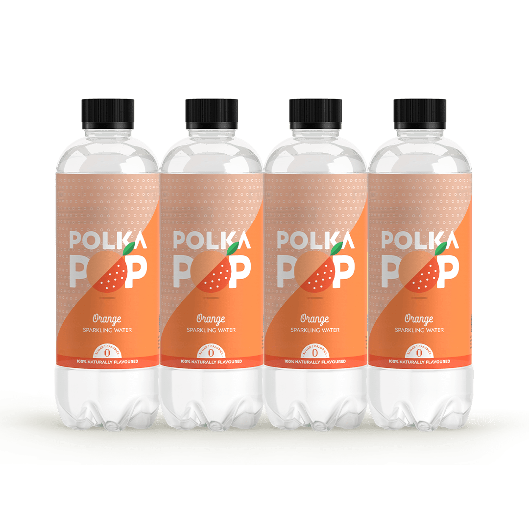 Orange POLKA POP Sparkling Water | Pack of 4, 12 & 24 - Happyware Home Pvt Ltd