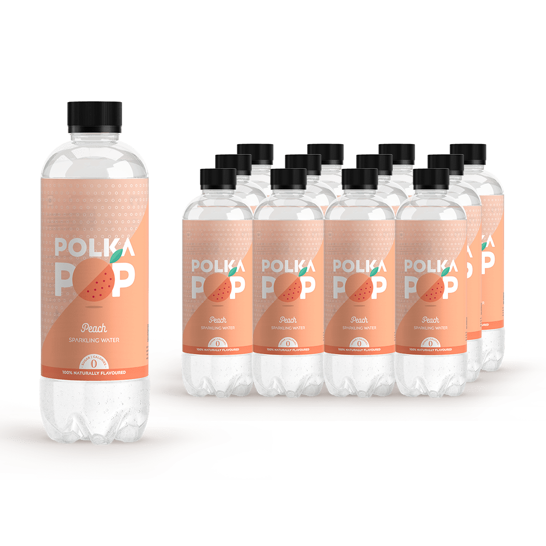 Peach POLKA POP Sparkling Water | Pack of 4, 12 & 24 - Happyware Home Pvt Ltd