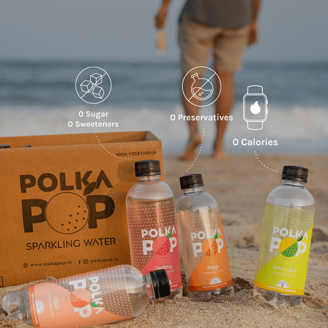 POLKA POP flavoured Sparkling Water Sampler Pack| Pack of 4 - Happyware Home Pvt Ltd