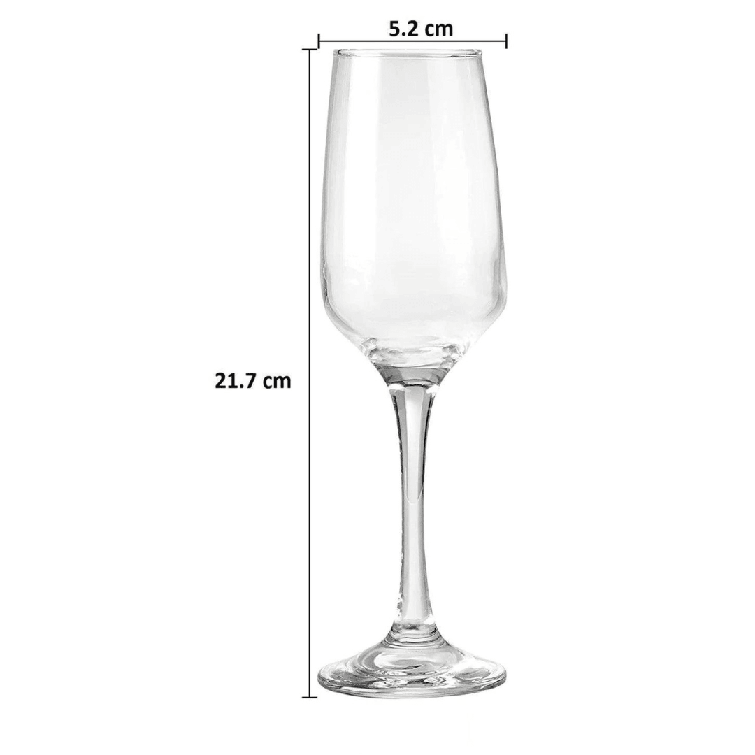 Uniglass Champagne Flute Glass (king) - 220ml - 6 pcs - Happyware Home Pvt Ltd