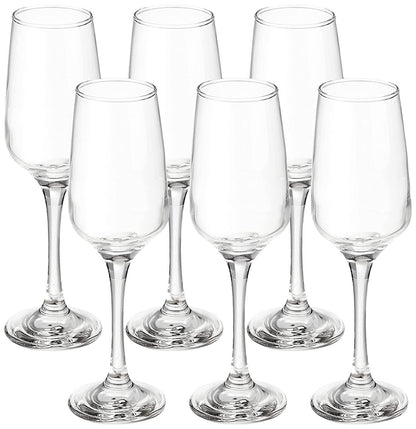 Uniglass King Champagne Flutes Glass Set, 229ml, Set of 6, Clear | Champagne Flute